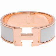 Hermes Medium Enamelled Click H Logo Bracelet Rose Gold/ White HE57546