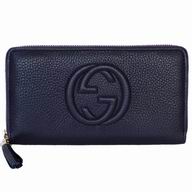 Gucci Soho Calfskin Zipper Wellets In Deep Blue G6111411