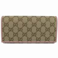 Gucci Classic GG Logo Cancas Calfskin Wallet Bag In Pink Camel G6111515