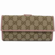 Gucci Classic GG Logo Canvas Calfskin Wallet Bag In Camel/Pink G6111516