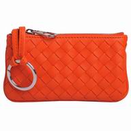 Bottega Veneta Classic Weave Nappa Change Purse In Fresh Orange BV6112916