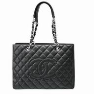 Chanel Classic Rhombus Caviar Calfskin Silvery Chain Shoulder Bag Gray C6112808