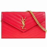 YSL Saint Laurent Classic Gold YSL logo Cross Grain Calfskin Bag Red Y6120212