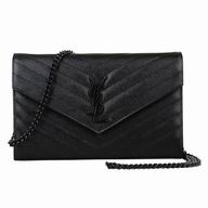 YSL Saint Laurent Classic YSL logo Caviar Calfskin Bag Black Y6120213