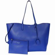 YSL Saint Laurent Classic Gold YSL Logo Pendant Calfskin Tote Bag Electric Blue Y6120214