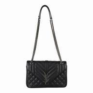 YSL Saint Laurent Classic YSL logo Calfskin Rhombus Chain Shoulder Bag Black Y6120216