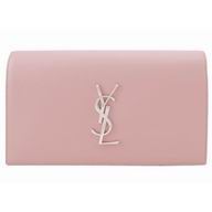 YSL Saint Laurent Classic Silvery YSL logo Calfskin Hand Dinner Bag Pink Y612023