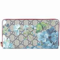 Gucci GG Blooms Supreme Calfskin Zipper Wellets In Pink Blue G7040803