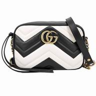 Gucci GG Marmont Calfskin Zipper Shoulder Mini Bag In Black/White G7040805
