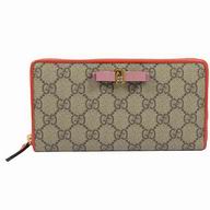 Gucci Bowknot GG PVC Calfskin Zipper Wallet In Camel/Orange G7041106