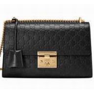 Gucci Padlock Signature Leather Shoulder Bag Black G409486