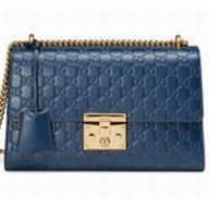 Gucci Padlock GG Leather Shoulder Bag Blue G409486
