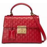 Gucci Padlock Signature Leather Hand/Shoulder Bag Poppy G453188