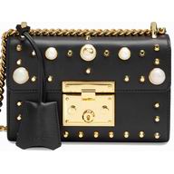 Gucci Padlock Glass pearl rivet GG Leather Shoulder Bag Black G432182 DLXDG 1088