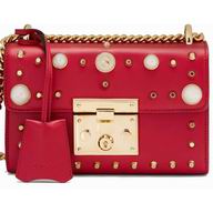 Gucci Padlock Glass pearl rivet GG Leather Shoulder Bag Poppy G432182 DLXDG 6491