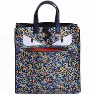 Fendi Classic Monster Calfskin/Nylom Tote Bag Blue/Colourful F6120712
