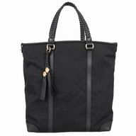 Gucci Classic Weave Cotton Cloth Shoulder Bag In Black G6122203