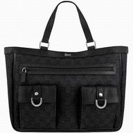 Gucci GG Jacquard Weave Calfskin Tote Bag In Black/Chocolate G6122201