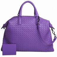 Bottega Veneta Classic Nappa Leather Zipper Woven Bag Violet BV612261