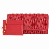 Miu Miu Matelasse Nappa Wrinkle Wallet In Red MM6122907