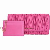 Miu Miu Matelasse Nappa Wrinkle Wallet In Peach red MM6122910