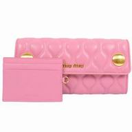 Miu Miu Classic Embossment Logo Calfskin Wallet In Pink MM6122912