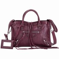 Balenciaga Classic City S Button Lambskin Motorcycle Bag Purple Red B7010603