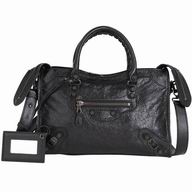 Balenciaga Giant 12 City S Lambskin Motorcycle Bag Black B7010605