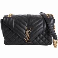 YSL Saint Laurent Classic Monogram Rhomboids YSL logo Calfskin Chain Bag Black Y7010804