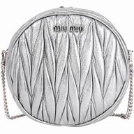 Miu Miu Matelasse Nappa Mini Dinner Shoulder Roundness Bag In Silvery M7021309