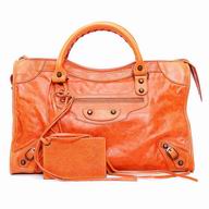 Balenciaga City Copper Button Lambskin Motorcycle Bag Orange B7021401