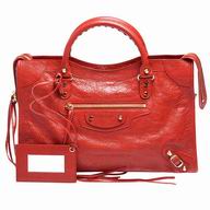 Balenciaga Classic City Gold Button Sheepskin Motorcycle Bag Carmine B7021407