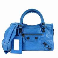 Balenciaga Giant City Gold Button Cowskin Motorcycle Bag Blue B7021408