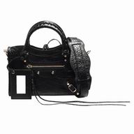 Balenciaga Classic City Gold Button Cowskin Motorcycle Bag Black B7021410