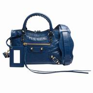 Balenciaga Classic Mini City Gold Button Lambskin Motorcycle Bag Blue B7021502