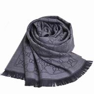 Gucci Sten GG Logo Wool Scarf Black Gray G7022203