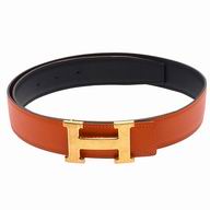 Hermes Gold Big H Calfskin Leahter two-sided Belt Black/Orange H7022701