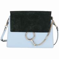 Chloe Faye Smooth Chamois Shoulder Bag Blue/Black green C7030805