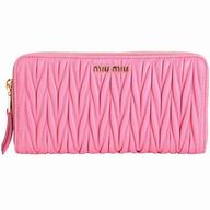Miu Miu Matelasse Nappa Wrinkle Wallet In Deep Pink M7031401