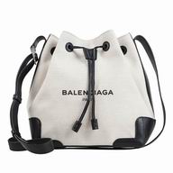 Balenciaga Navy Nylon Canvas Bucket Bag White B7031503