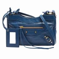 Balenciaga Hip Gold Button Sheepskin Bag Blue B7031507