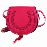 CHLOE Marcie Caviar Calfskin Saddle Bag Peach Red CL7040404