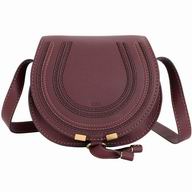 CHLOE Marcie Calfskin Saddle Bag Dark Velvet Purple Red CL7040501