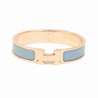 Hermes Clic H Logo Alloy R-Bracelet Light Blue/Rose Gold H7021702