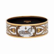 Hermes Grand Apparat Clasic War-Horse Rein Overgild Bracelet White H7022107