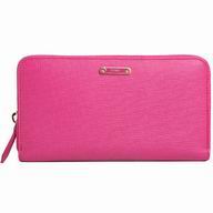 FENDI Rivet Letter Logo Calfskin Zipper Wallets Peach Red F7041308
