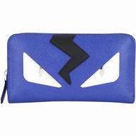 FENDI Crayons Snake Monster Eye Calfskin Zipper Wallets BlUE F7041401