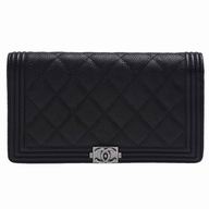 Chanel Classic Rhpmboids Stripe Caviar Calfskin Wallet Black C7041607