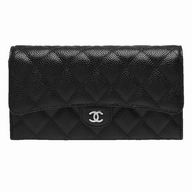 Chanel Classic Rhpmboids Stripe Caviar Calfskin Wallet Black C7041603