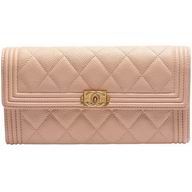 Chanel Rhomboids Caviar Calfskin Boy Wallet Beige C7041506